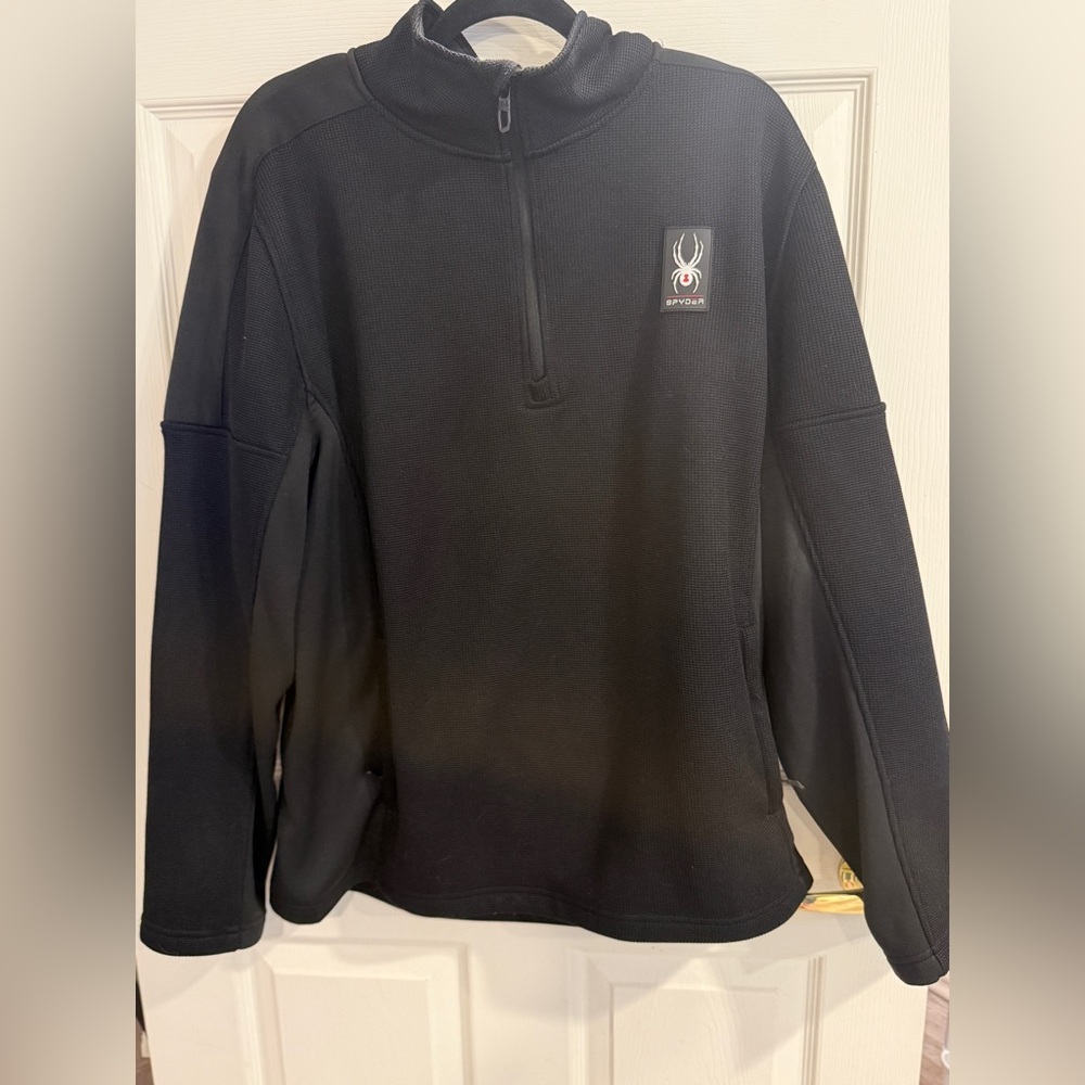Spyder Men’s XL Black 1/4 Zip Performance Pullover Jacket - Picture 3 of 12